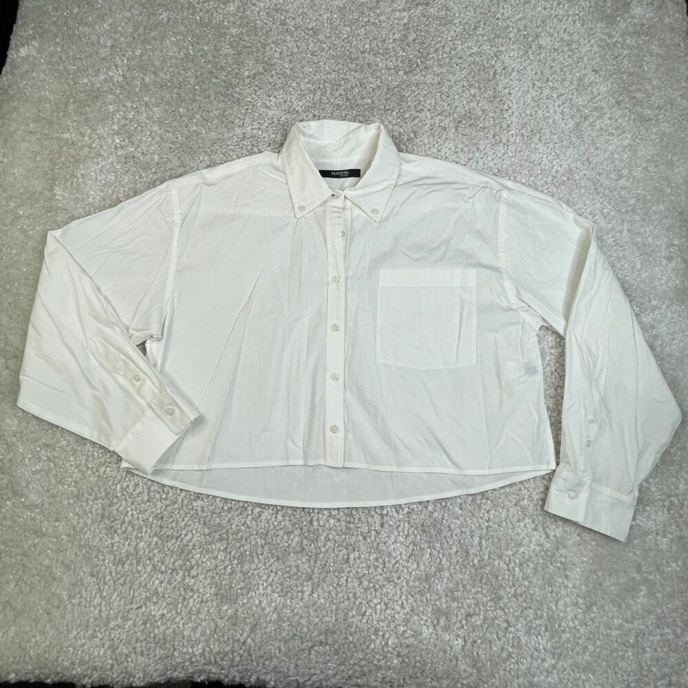 Mayson The Label White Button Up Cropped Shirt - Picture 2 of 7